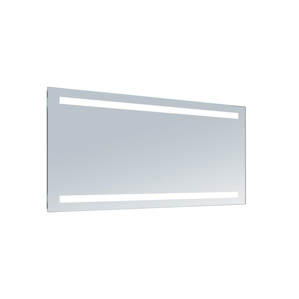 Selene 64 In. W X 28 In. H Rectangular LED Mirror With Clock